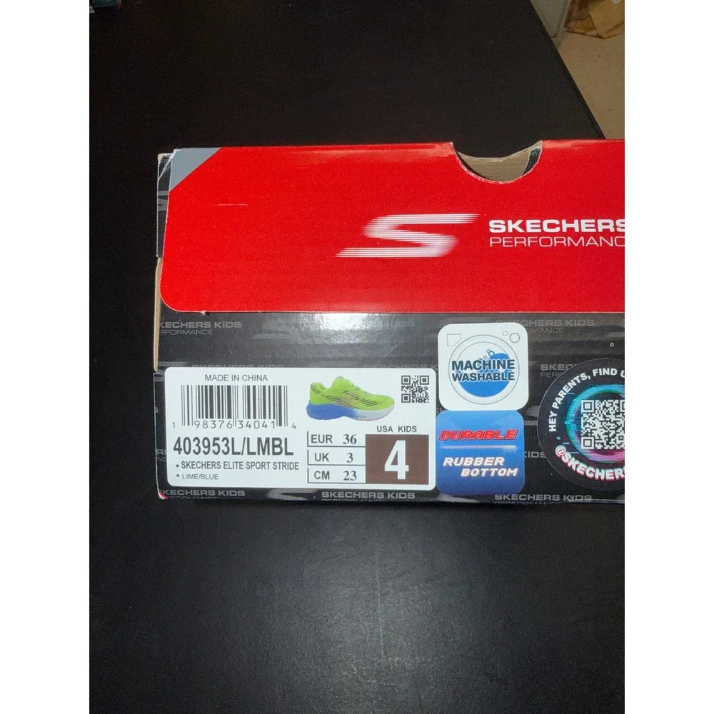 Skechers Kids Elite Sport Stride Lime Blue Sneakers 403953L LMBL Size 4 NEW